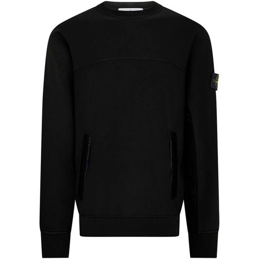 Stone Island Nylon Fleece Crewneck Sweatshirt - Black
